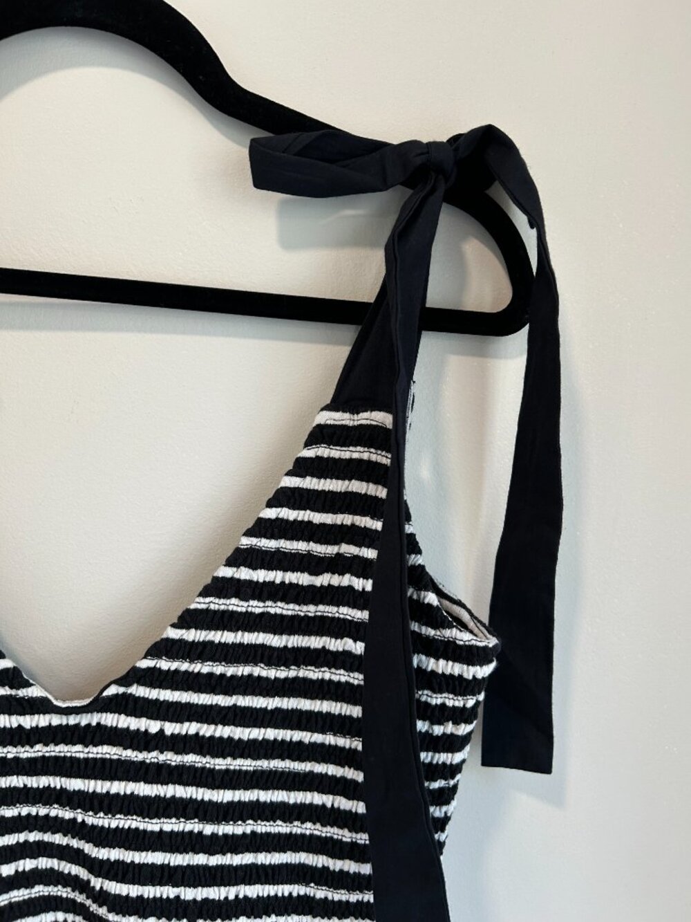 Free People Free-est Cecilia Midi Dress NWT M Black White Stripe Tie Strap Coast - Picture 5 of 12